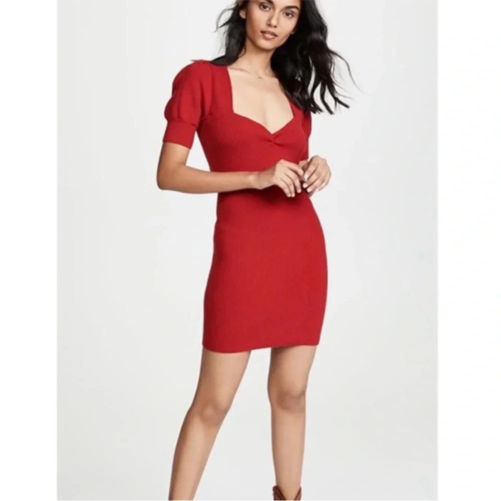 For Love and Lemons KNITZ OXFORD Sweetheart Dress Red Size L
